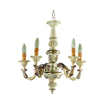 Lampadario In Legno Classico Bianco Argento 5 Luci Cavaliere Lampadario In Legno Classico Bianco Argento 5 Luci Cavaliere