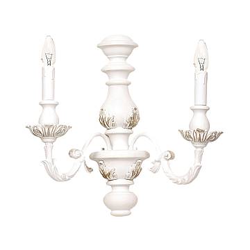 Applique In Legno Classico Bianco Opaco 2 Luci Fenicottero