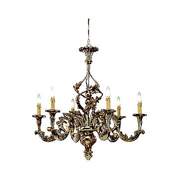 Lampadario In Legno Classico Argento Mecca 6 Luci Piviero