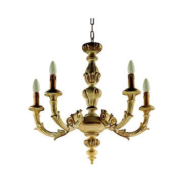 Lampadario In Legno Classico Giallo Crema Sbiancato 5 Luci Rondone Lampadario In Legno Classico Giallo Crema Sbiancato 5 Luci Rondone