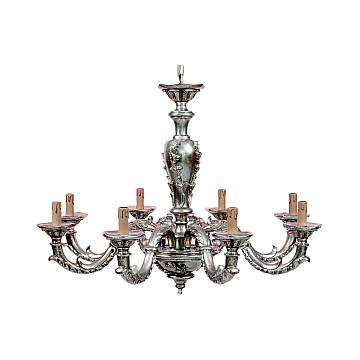 Lampadario In Legno Classico Argento Patinato Lucido 8 Luci Pavoncelle Lampadario In Legno Classico Argento Patinato Lucido 8 Luci Pavoncelle
