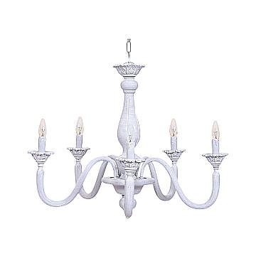 Lampadario In Legno Classico Grigio Sbiancato 5 Luci Falconidi