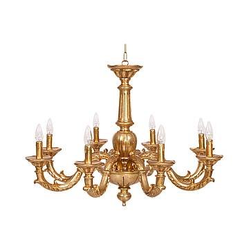 Lampadario In Legno Classico Oro 8 Luci Sternidi