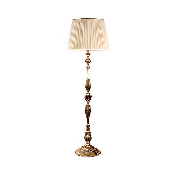 Lampada Da Terra In Legno Classico Argento Mecca Con Paralume 1 Luce Fringuello