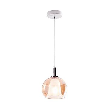 Sospensione Contemporanea Bretagna Metallo Bianco Vetro Ambra Sat. 1 Luce E27 Sospensione Contemporanea Bretagna Metallo Bianco Vetro Ambra Sat. 1 Luce E27