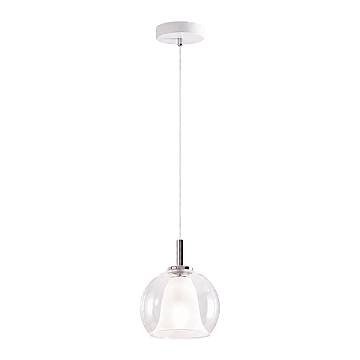 Sospensione Contemporanea Bretagna Metallo Bianco Vetro Trasparente 1 Luce E27 Sospensione Contemporanea Bretagna Metallo Bianco Vetro Trasparente 1 Luce E27