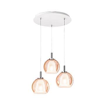 Lampadario Contemporaneo Bretagna Metallo Bianco Vetro Ambra Satinato 3 Luci E27 Lampadario Contemporaneo Bretagna Metallo Bianco Vetro Ambra Satinato 3 Luci E27