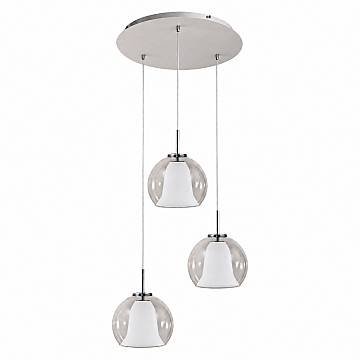 Lampadario Contemporaneo Bretagna Metallo Bianco Vetro Grigio Sat. 3 Luci E27 Lampadario Contemporaneo Bretagna Metallo Bianco Vetro Grigio Sat. 3 Luci E27