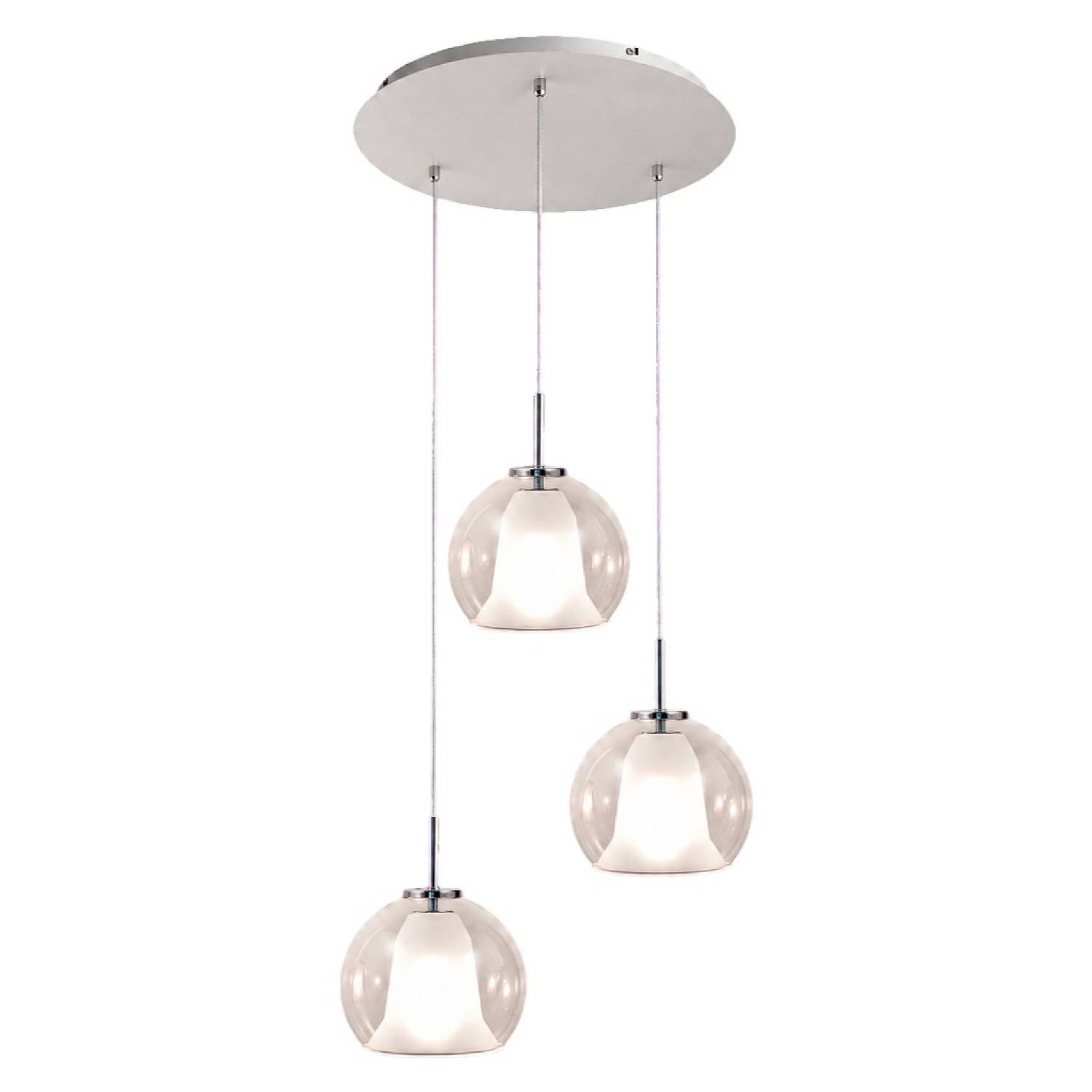 Lampadario Contemporaneo Bretagna Metallo Bianco Vetro Grigio Sat. 3 Luci E27 3599-47-241