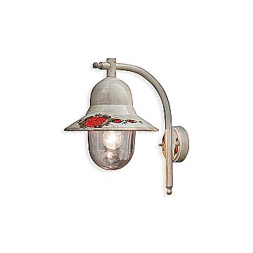 Applique Esterno Classica Imperia Metallo Ceramica Bianco Sfumato 1 Luce E27