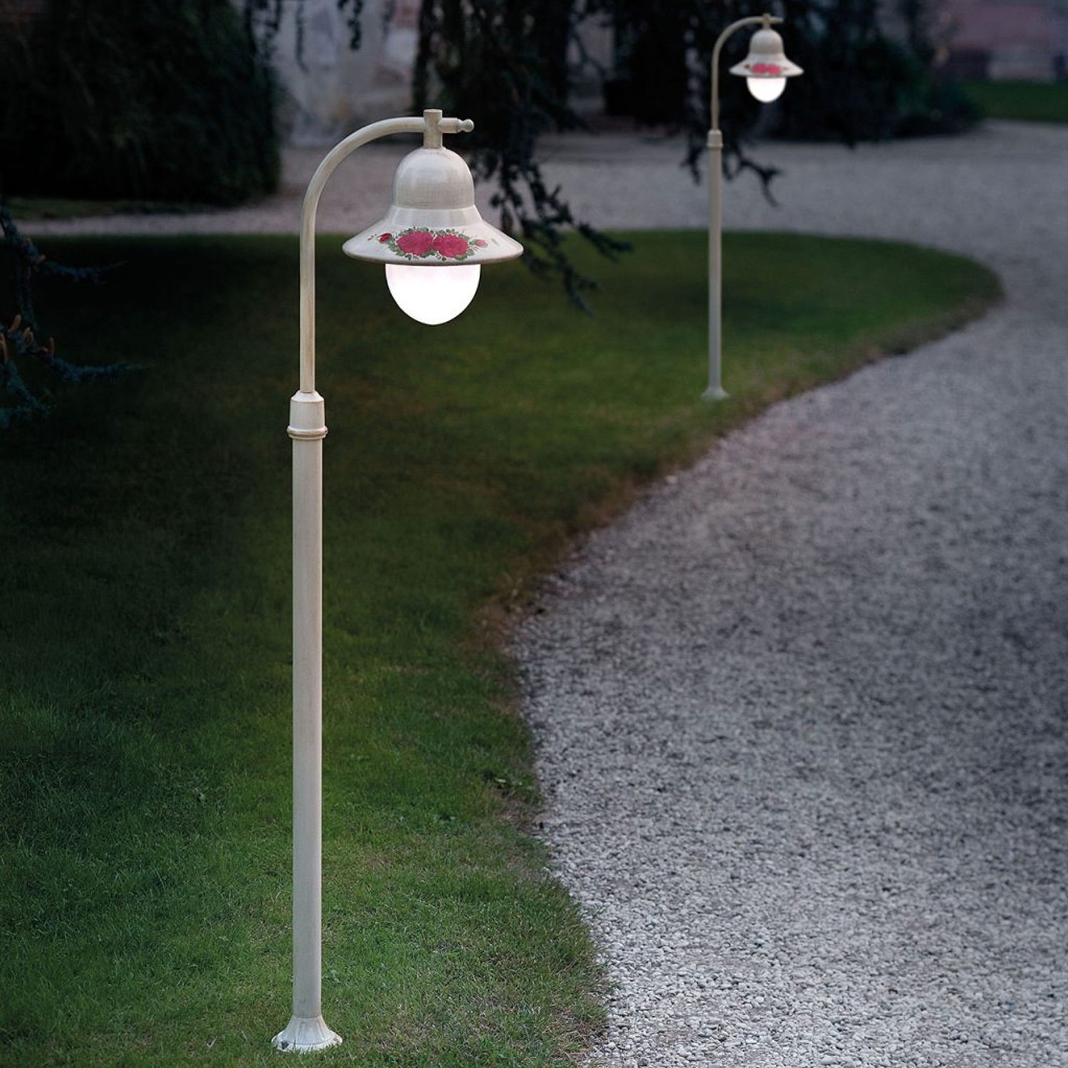 Palo Esterno Classico Imperia Metallo Ceramica Bianco Sfumato 1 Luce E27 A202-BO-42-DEC-MOR