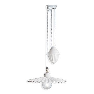 Sospensione Saliscendi Classico L'Aquila Metallo E Ceramica Ottone 1 Luce E27