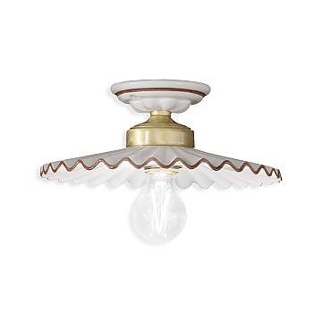 Plafoniera Classica L'Aquila Ottone E Ceramica Decorato Diam. 23Cm Luce E27
