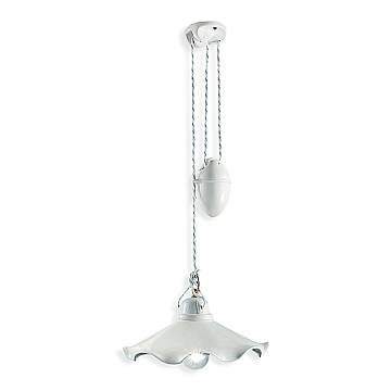 Lampadario Classico Belluno Ottone Satinato E Ceramica Decorato 1 Luce E27