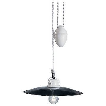 Sospensione Saliscendi Classico Potenza Ferro E Ceramica Nero Lucida 1 Luce E27