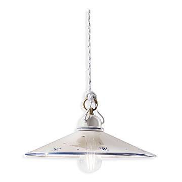 Sospensione Classica Asti Ceramica E Ottone Decorato Filo Blu 35Cm 1 Luce E27