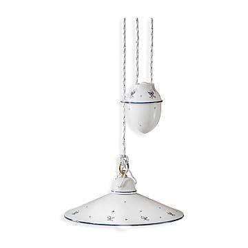 Sospensione Saliscendi Classica Asti Ceramica E Ottone Decorato 35 Cm 1 Luce E27