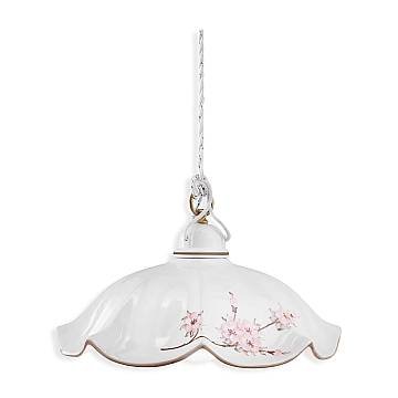 Lampadario Classico Belluno Ceramica E Ottone Satinato Decorato 1 Luce E27