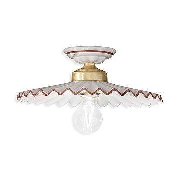 Plafoniera Classica L'Aquila Ottone E Ceramica Decorato Diam. 31Cm Luce E27