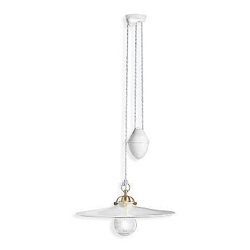 Lampadario Classico Asti Ferro E Ceramica Ottone Satinato Decorato 1 Luce E27