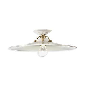 Plafoniera Classica Asti Ottone E Ceramica Ottone Satinato Decorato 1 Luce E27
