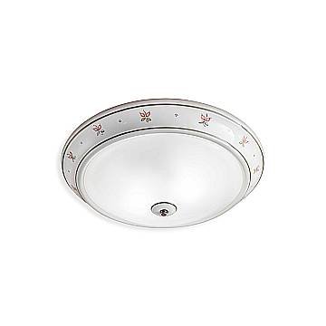 Plafoniera Classica Capua Ceramica E Ottone Satinato Decorato 2 Luci E27