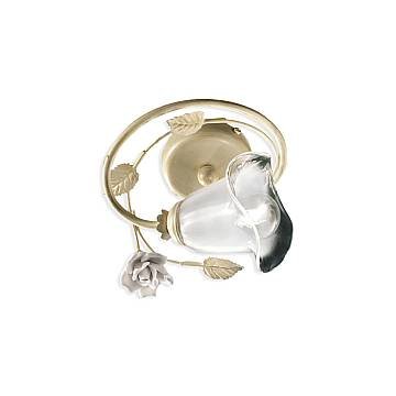 Plafoniera Classica Siena Metallo E Ceramica Bianco Sfumato Oro 1 Luce E14