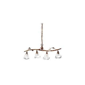 Lampadario Classico Siena Metallo E Ceramica Ruggine Decorato Lucido 4 Luci E14