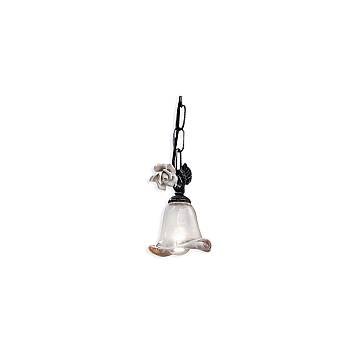 Lampadario Classico Siena Metallo E Ceramica Nero Sfumato Argento 1 Luce E14