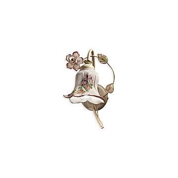 Applique Classica Pisa Metallo E Ceramica Bianco Sfumato Oro 1 Luce E14