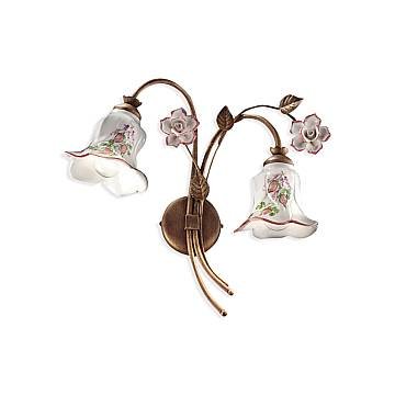 Applique Classica Pisa Metallo E Ceramica Ruggine Sfumato Oro 2 Luci E14