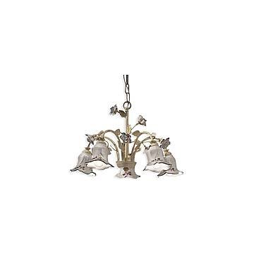 Lampadario Classico Pisa Metallo E Ceramica Bianco Sfumato Oro 5 Luci E14
