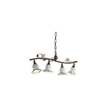 Lampadario Classico Pisa Metallo E Ceramica Ruggine Sfumato Oro 4 Luci E14