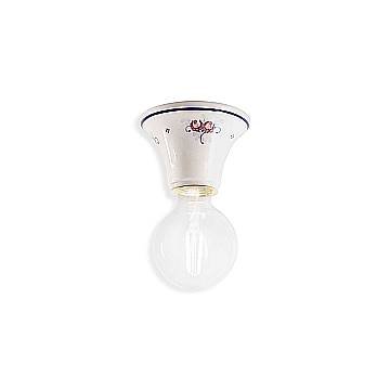 Plafoniera Classica Trieste Bianco Decorato Filo Blu 1 Luce E27 Plafoniera Classica Trieste Bianco Decorato Filo Blu 1 Luce E27