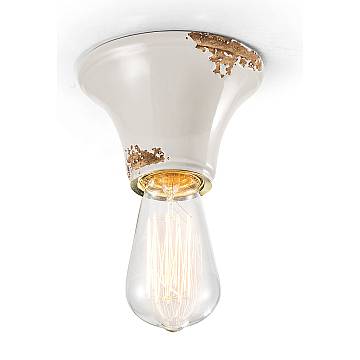 Plafoniera Vintage Tonda Piccola Ceramica Bianca 1 Luce E27