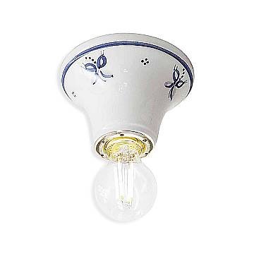 Plafoniera Classica Trieste Bianco Decorato Filo Blu 1 Luce E14 Plafoniera Classica Trieste Bianco Decorato Filo Blu 1 Luce E14
