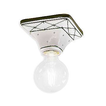 Plafoniera Classica Trieste Bianco Decorato Filo Verde Prato 1 Luce E27 Plafoniera Classica Trieste Bianco Decorato Filo Verde Prato 1 Luce E27