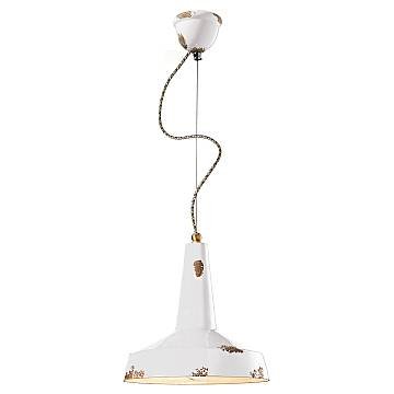 Lampadario Vintage Vague Vintage Ferro E Ceramica Bianco 1 Luce E27 35Cm