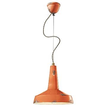 Lampadario Vintage Vague Vintage Ferro E Ceramica Arancio 1 Luce E27 35Cm