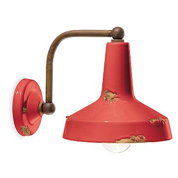 Applique Vintage Ceramica Rossa Curva 1 Luce E27