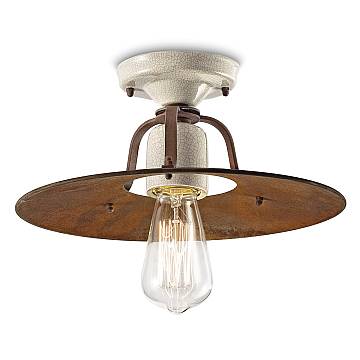 Plafoniera Vintage Grunge Ferro E Ceramica Craquele' 1 Luce E27 30Cm Plafoniera Vintage Grunge Ferro E Ceramica Craquele' 1 Luce E27 30Cm