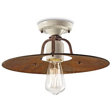 Plafoniera Vintage Grunge Ferro E Ceramica Craquele' 1 Luce E27 40Cm Plafoniera Vintage Grunge Ferro E Ceramica Craquele' 1 Luce E27 40Cm