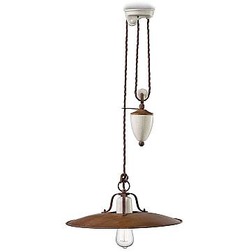 Lampadario Vintage Grunge Saliscendi Ferro E Ceramica Craquele' 1 Luce E27 Lampadario Vintage Grunge Saliscendi Ferro E Ceramica Craquele' 1 Luce E27