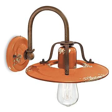 Applique Vintage Country Ferro E Ceramica Arancio 1 Luce E27 25Cm Applique Vintage Country Ferro E Ceramica Arancio 1 Luce E27 25Cm