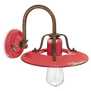 Applique Vintage Country Ferro E Ceramica Rosso 1 Luce E27 25Cm Applique Vintage Country Ferro E Ceramica Rosso 1 Luce E27 25Cm