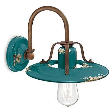 Applique Vintage Country Ferro E Ceramica Verde 1 Luce E27 25Cm Applique Vintage Country Ferro E Ceramica Verde 1 Luce E27 25Cm