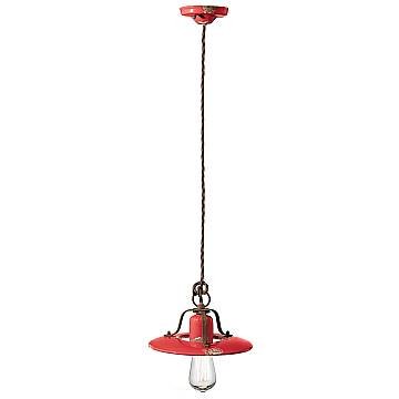 Lampadario Vintage Country Ferro E Ceramica Rosso 1 Luce E27 25Cm Lampadario Vintage Country Ferro E Ceramica Rosso 1 Luce E27 25Cm
