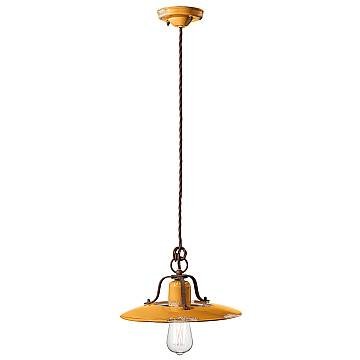 Lampadario Vintage Country Ferro E Ceramica Giallo 1 Luce E27 30Cm Lampadario Vintage Country Ferro E Ceramica Giallo 1 Luce E27 30Cm