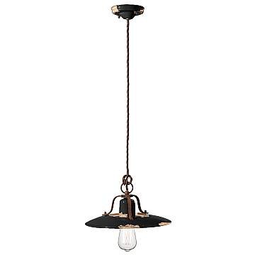 Lampadario Vintage Country Ferro E Ceramica Nero 1 Luce E27 30Cm Lampadario Vintage Country Ferro E Ceramica Nero 1 Luce E27 30Cm