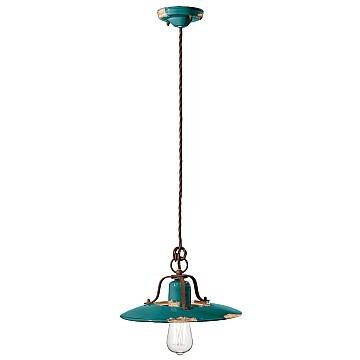 Lampadario Vintage Country Ferro E Ceramica Verde 1 Luce E27 30Cm Lampadario Vintage Country Ferro E Ceramica Verde 1 Luce E27 30Cm